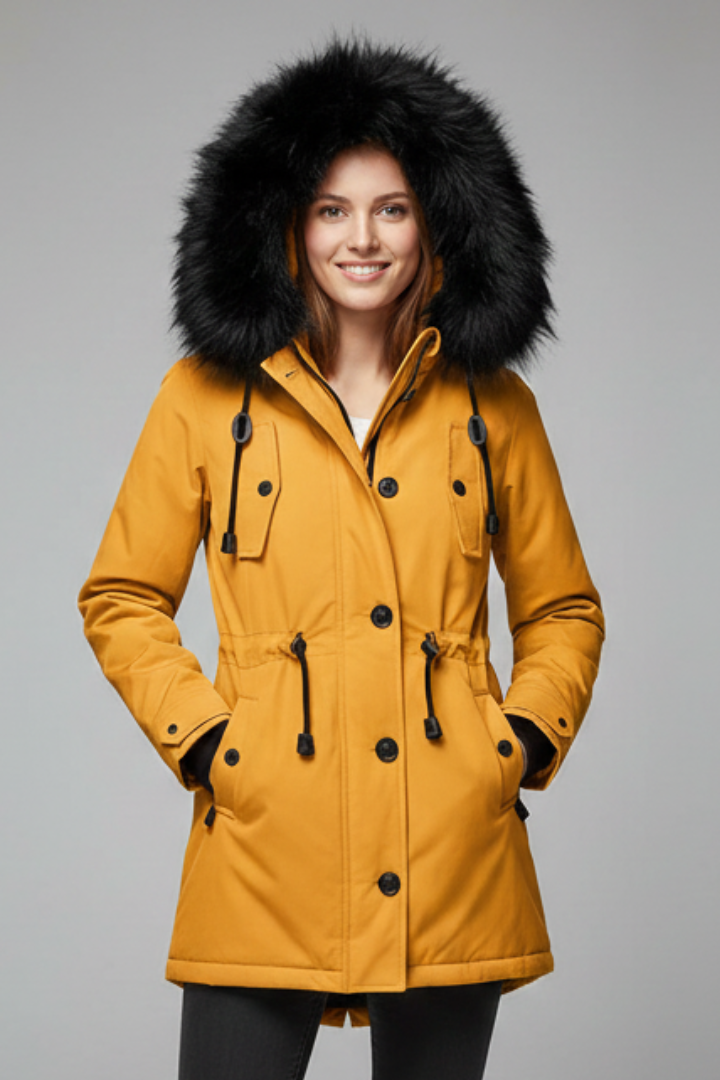 Women’s Parka Jacket with Hood and Flap Pockets