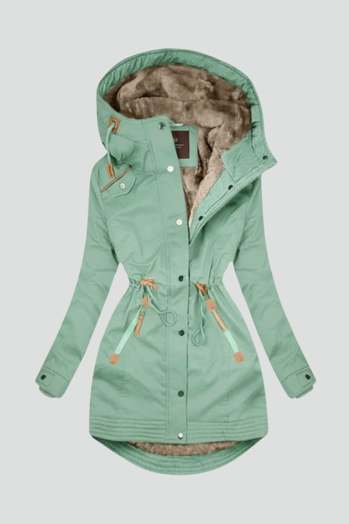 Women’s Parka Jacket with Hood and Zipper