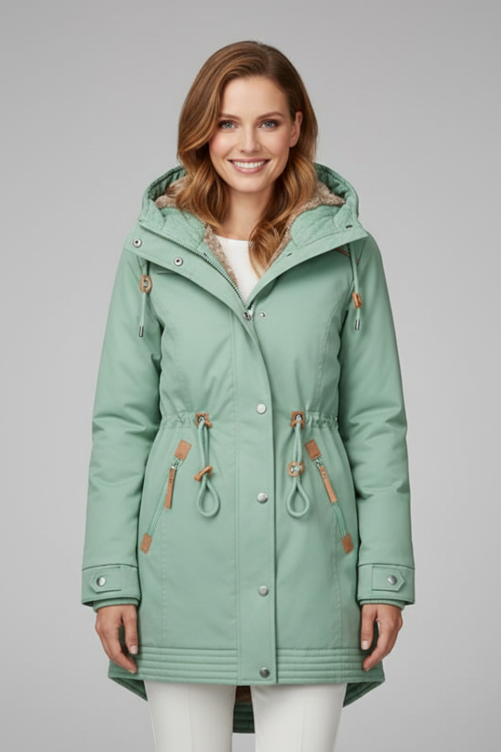 Women’s Parka Jacket with Hood and Zipper