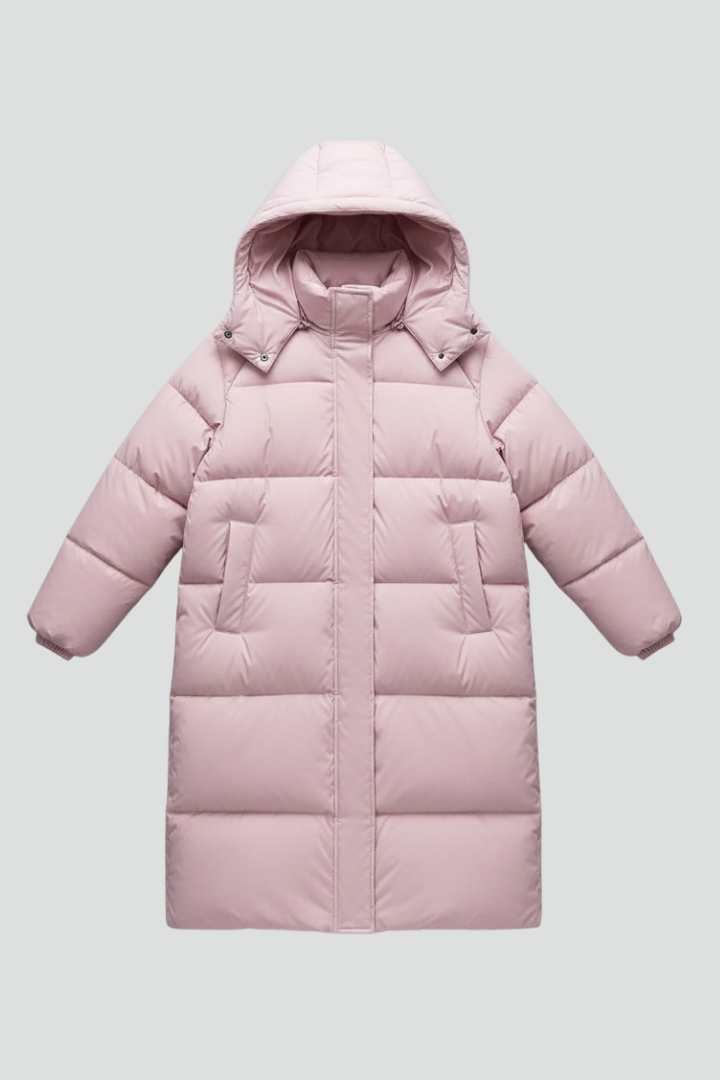 Women’s Puffer Jacket with Hood and Quilted Surface