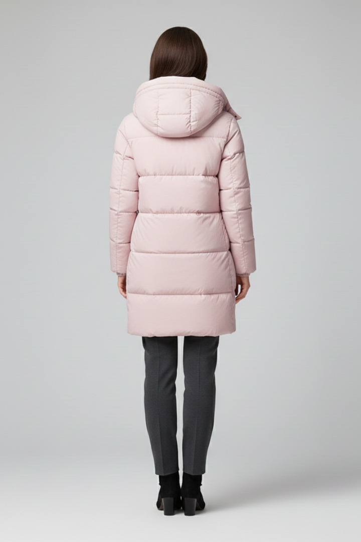 Women’s Puffer Jacket with Hood and Quilted Surface