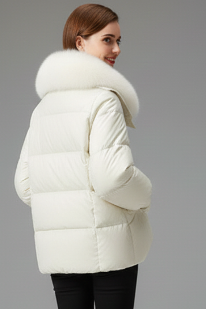Women’s Puffer Jacket with Zip Fastening and Flap Pockets