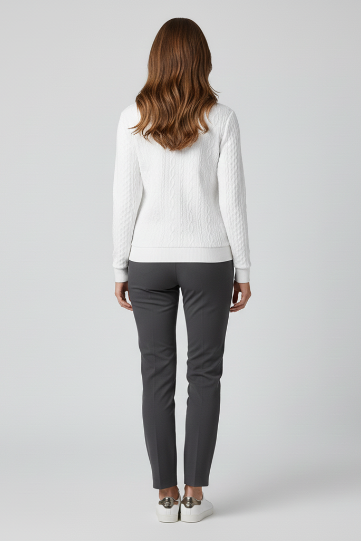 Women’s Pullover with Zipper and Cable Knit Surface