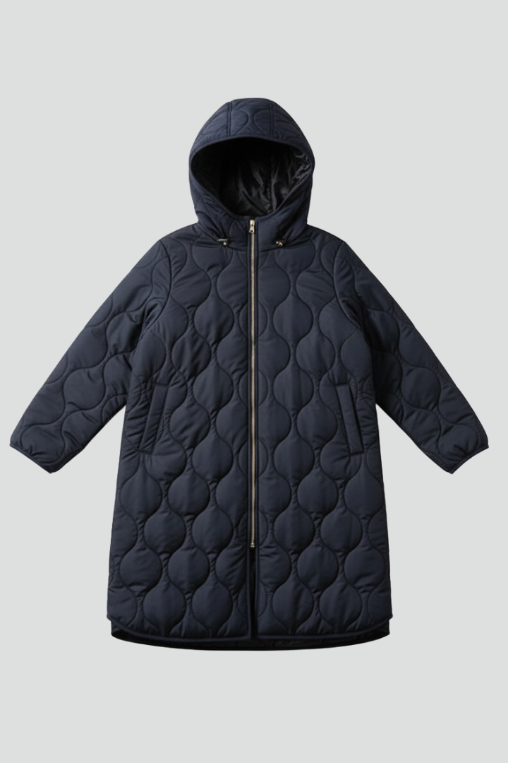 Women’s Quilted Coat with Hood and Zip Closure