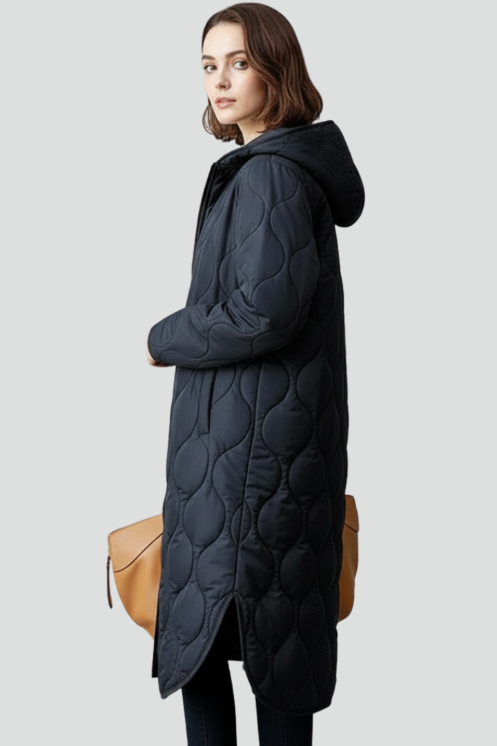 Women’s Quilted Coat with Hood and Zip Closure