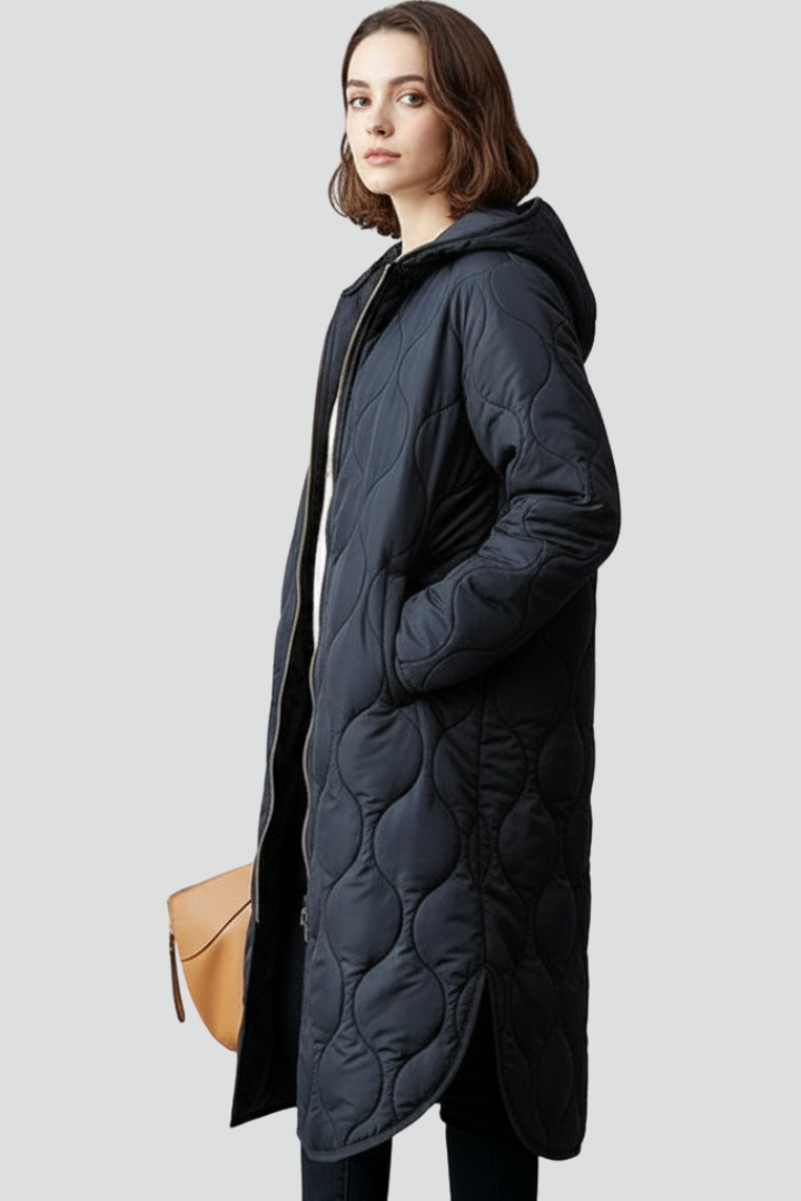 Women’s Quilted Coat with Hood and Zip Closure
