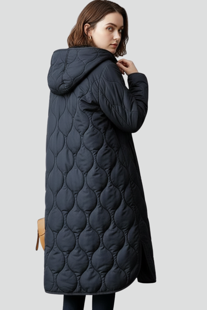 Women’s Quilted Coat with Hood and Zip Closure