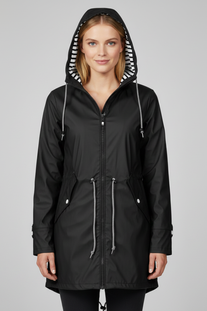 Women’s Rain Jacket with Hood and Drawstring Waist