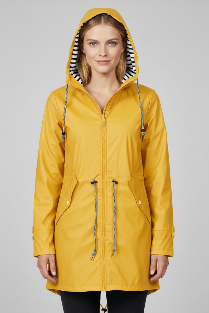 Women’s Rain Jacket with Hood and Drawstring Waist