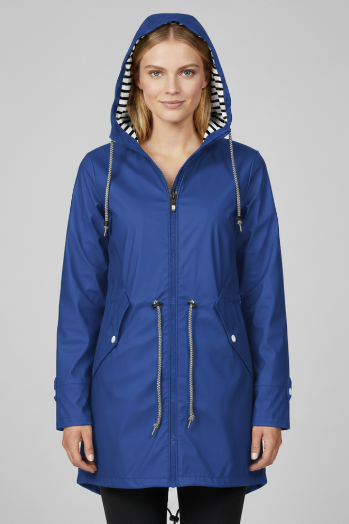 Women’s Rain Jacket with Hood and Drawstring Waist