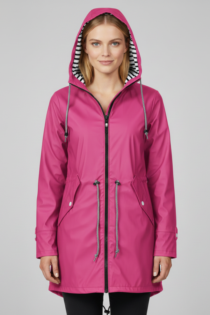 Women’s Rain Jacket with Hood and Drawstring Waist