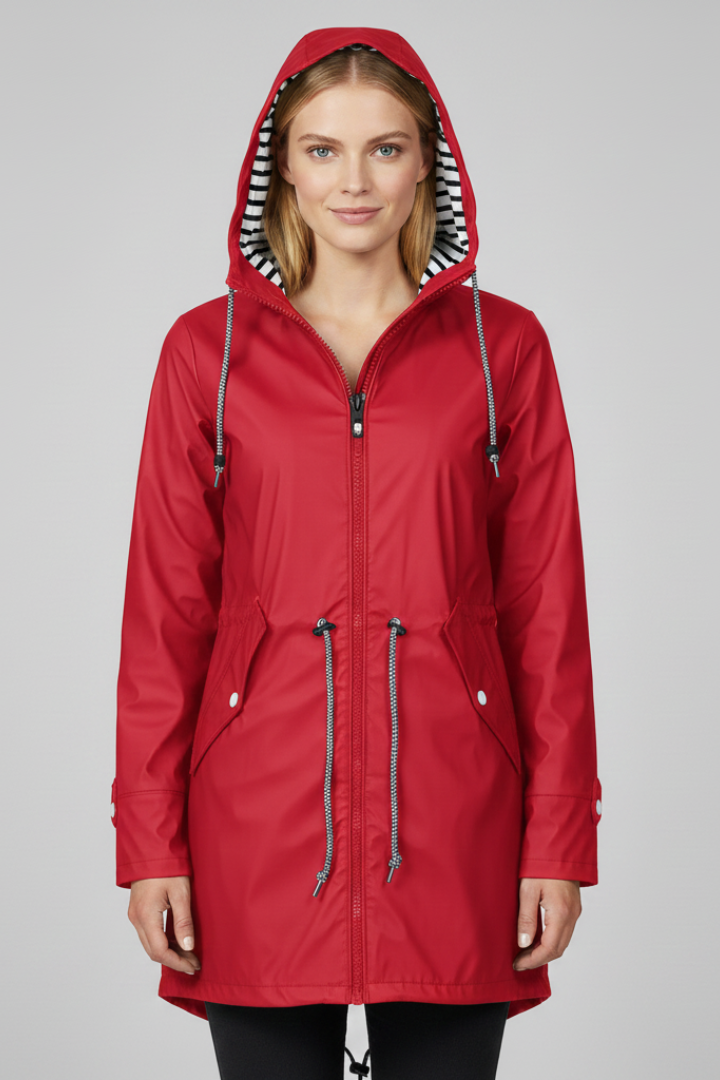 Women’s Rain Jacket with Hood and Drawstring Waist