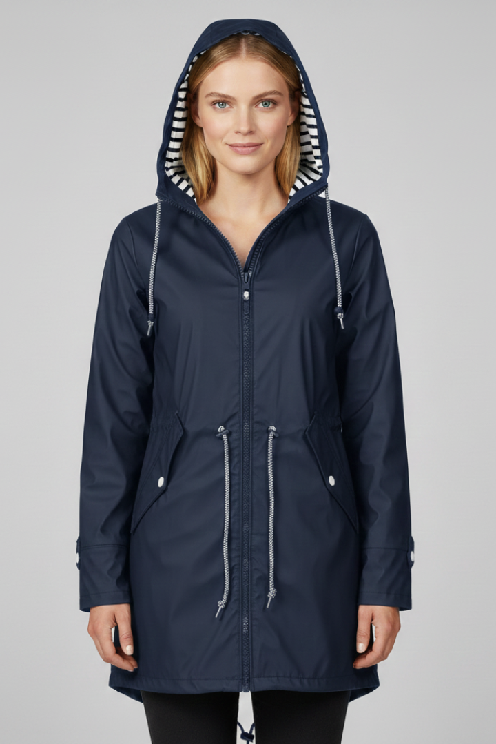 Women’s Rain Jacket with Hood and Drawstring Waist