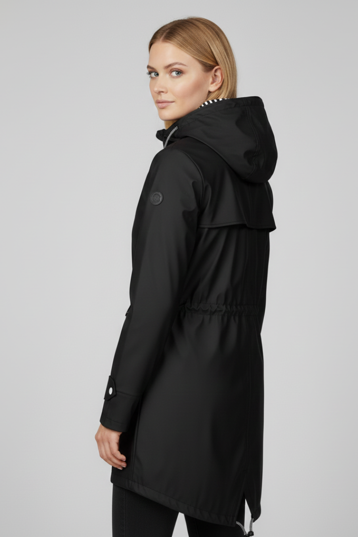 Women’s Rain Jacket with Hood and Drawstring Waist