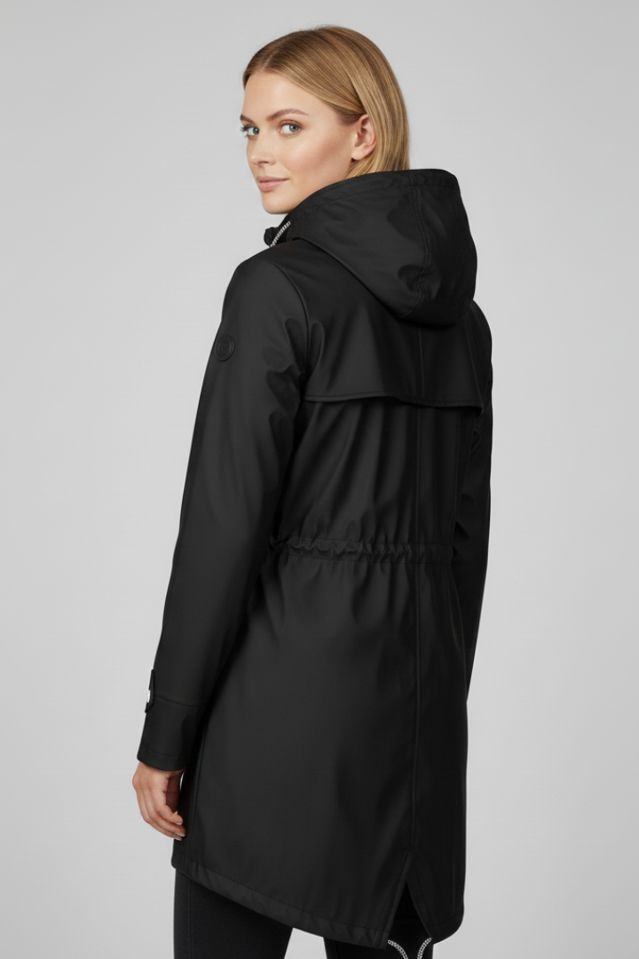 Women’s Rain Jacket with Hood and Drawstring Waist