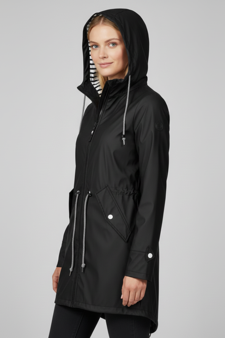 Women’s Rain Jacket with Hood and Drawstring Waist