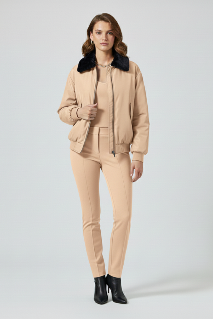Women’s Reversible Jacket with Adjustable Features and Clean Outline