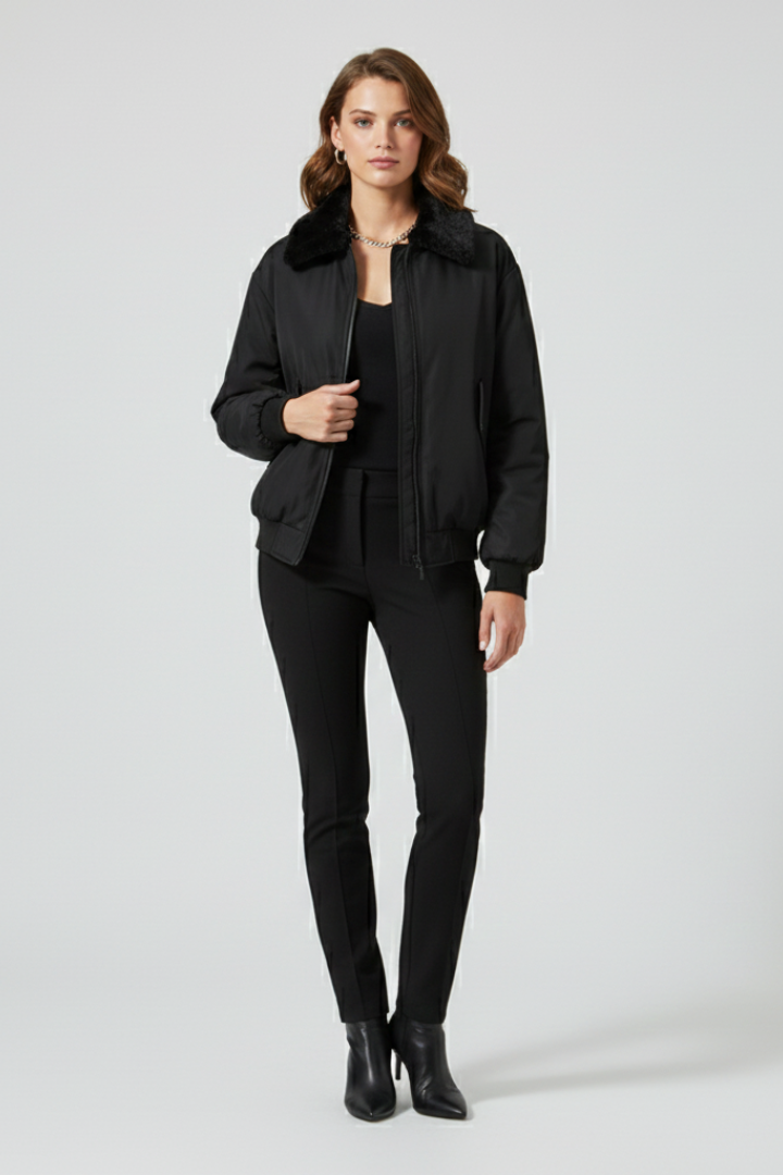 Women’s Reversible Jacket with Adjustable Features and Clean Outline
