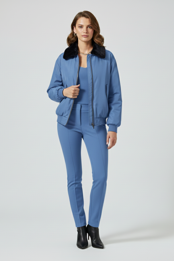 Women’s Reversible Jacket with Adjustable Features and Clean Outline
