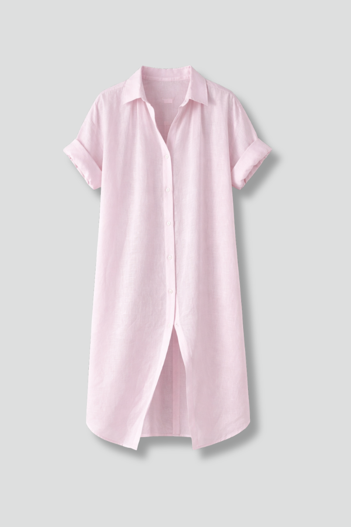 Women’s Shirt Dress with Collar and Button Fastening