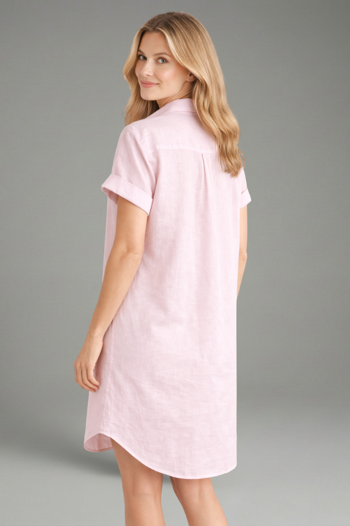Women’s Shirt Dress with Collar and Button Fastening