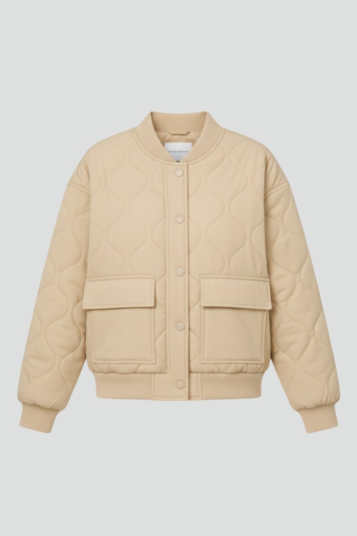 Women’s Short Jacket with Ribbed Hem and Pockets