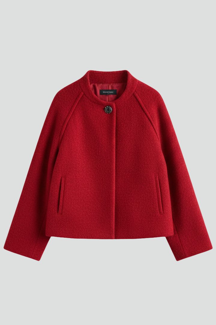 Women’s Short Jacket with Round Neck and Buttons