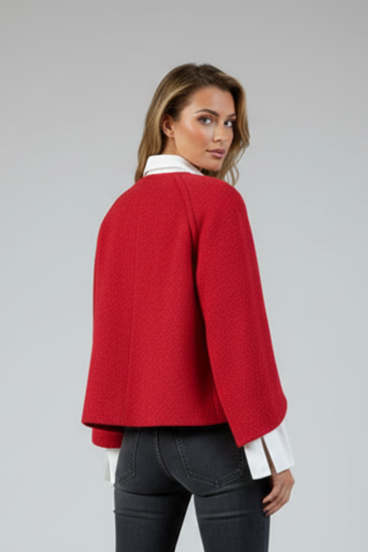 Women’s Short Jacket with Round Neck and Buttons