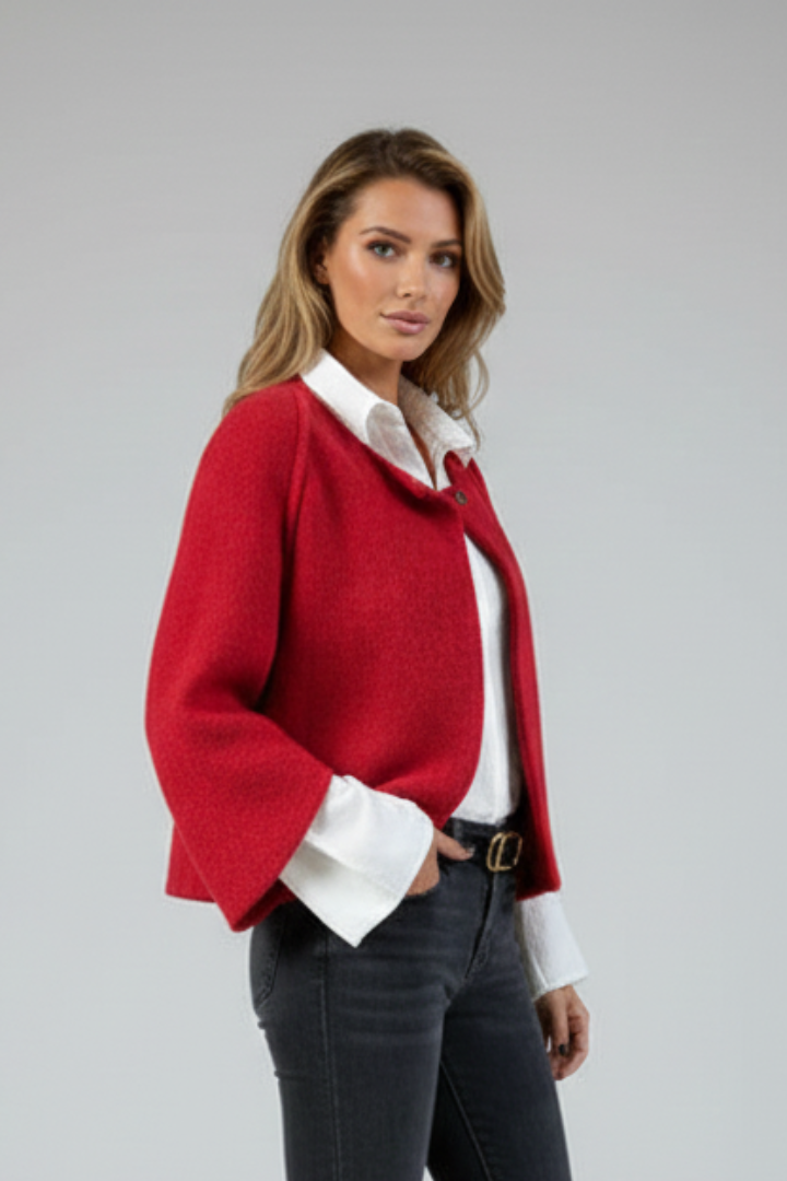 Women’s Short Jacket with Round Neck and Buttons