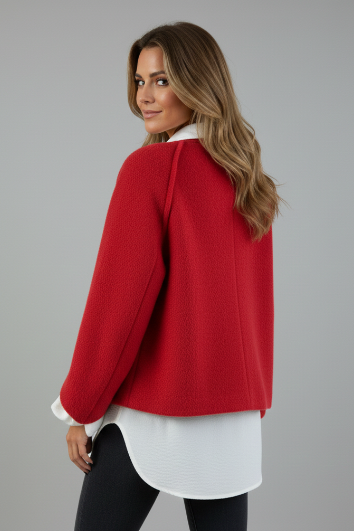 Women’s Short Jacket with Round Neck and Buttons