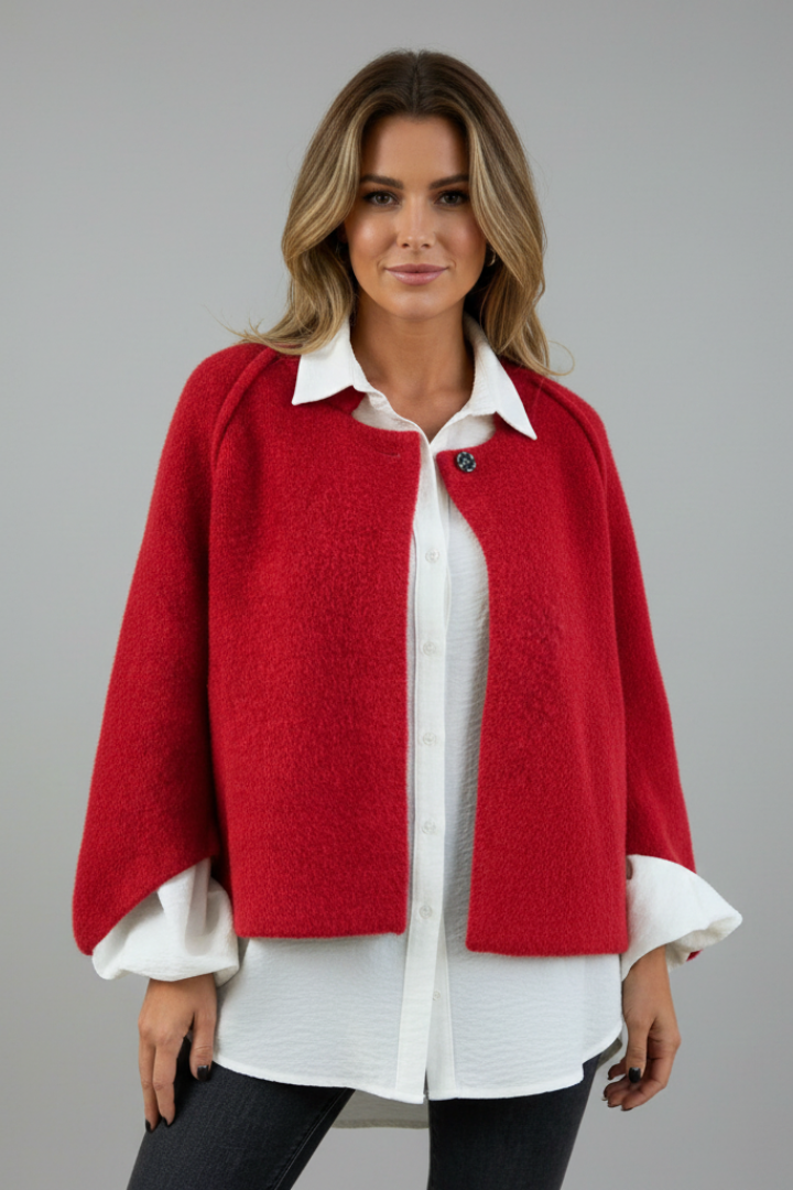 Women’s Short Jacket with Round Neck and Buttons