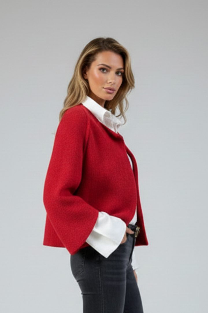 Women’s Short Jacket with Round Neck and Buttons