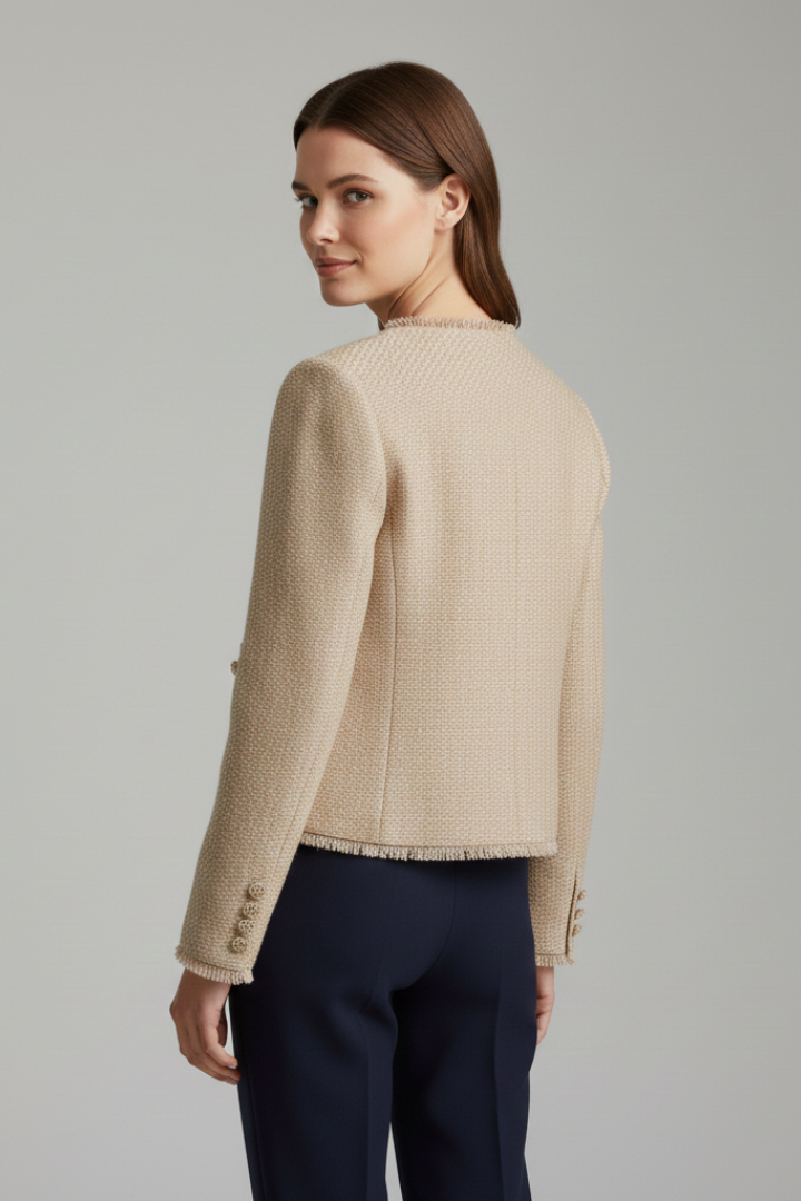 Women’s Short Jacket with Round Neck and Pockets