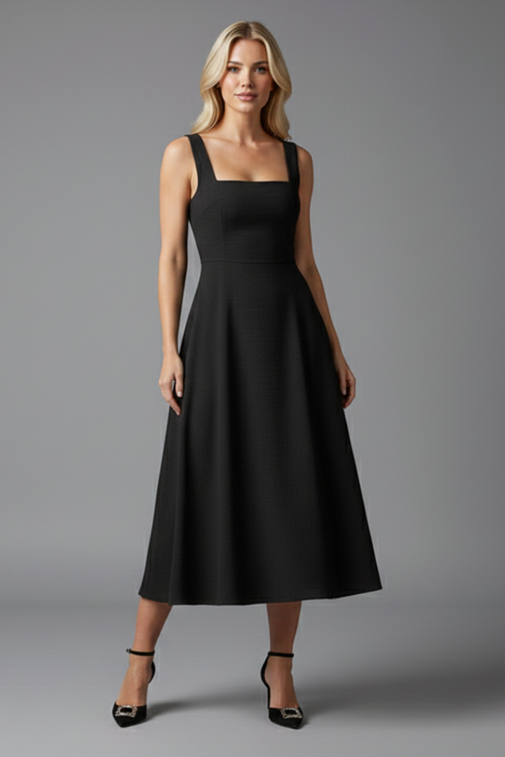 Women’s Sleeveless Midi Dress with Fitted Waist