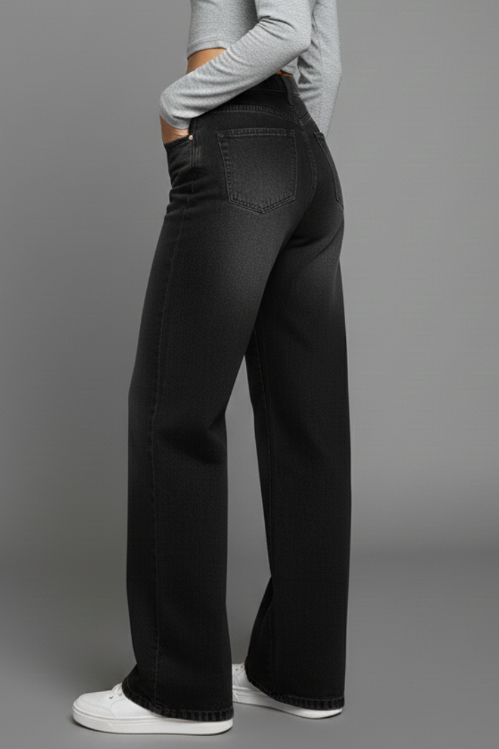 Women’s Straight-Leg Pants with High Waist and Zipper Fly