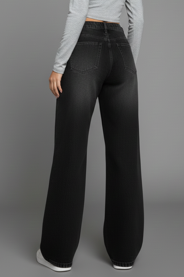Women’s Straight-Leg Pants with High Waist and Zipper Fly