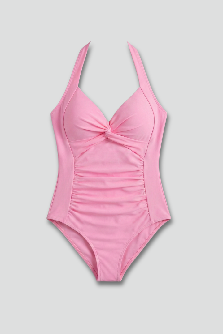 Women’s Swimsuit with Halter Neck and Ruched Front