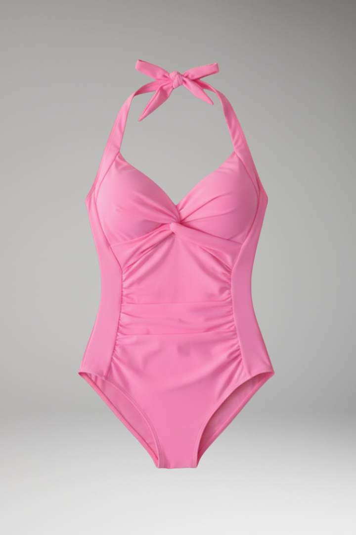 Women’s Swimsuit with Halter Neck and Ruched Front