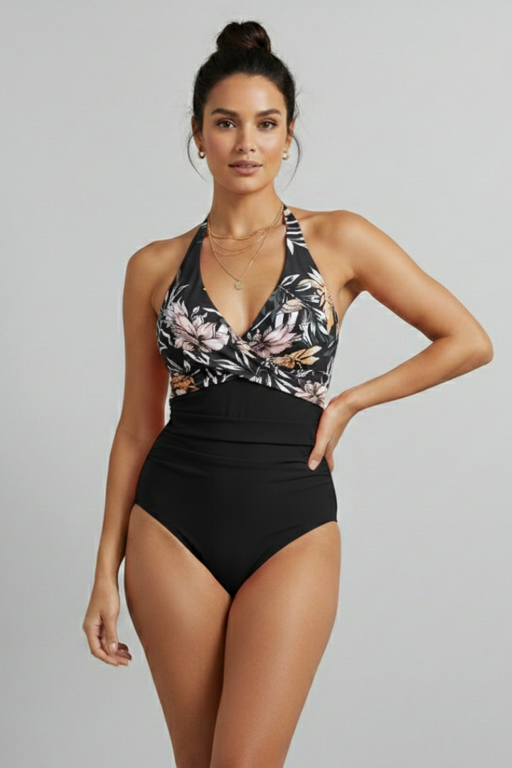 Women’s Swimsuit with Halter Neck and V-Neck