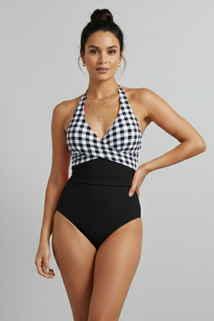 Women’s Swimsuit with Halter Neck and V-Neck