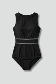 Women’s Swimsuit with High Neck and Waist Stripes