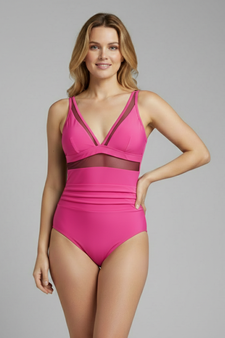 Women’s Swimsuit with V-Neck and Ruched Front