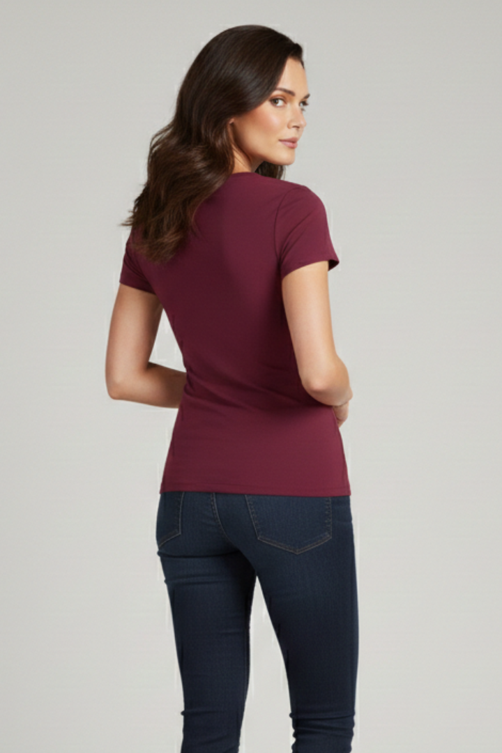 Women’s T-Shirt with V Neckline and Fitted Cut