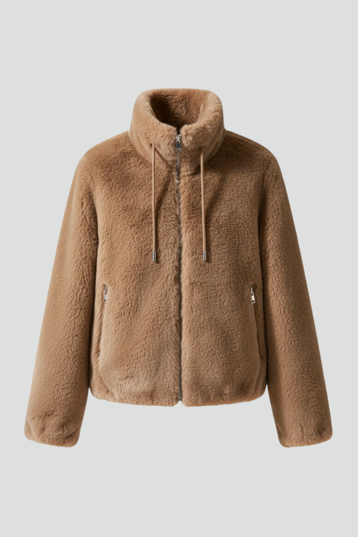 Women’s Teddy Coat with Zipper and Adjustable Hem
