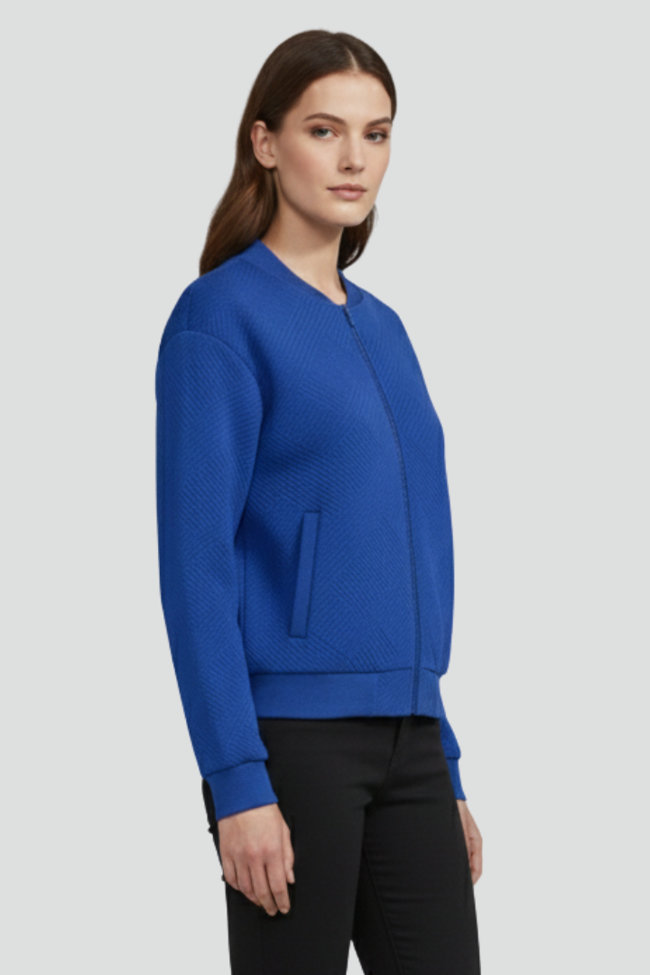 Women’s Textured Jacket with Zip Front and Long Sleeves