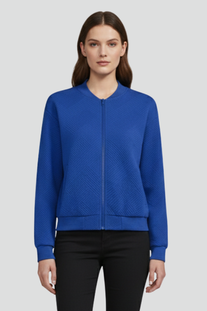 Women’s Textured Jacket with Zip Front and Long Sleeves