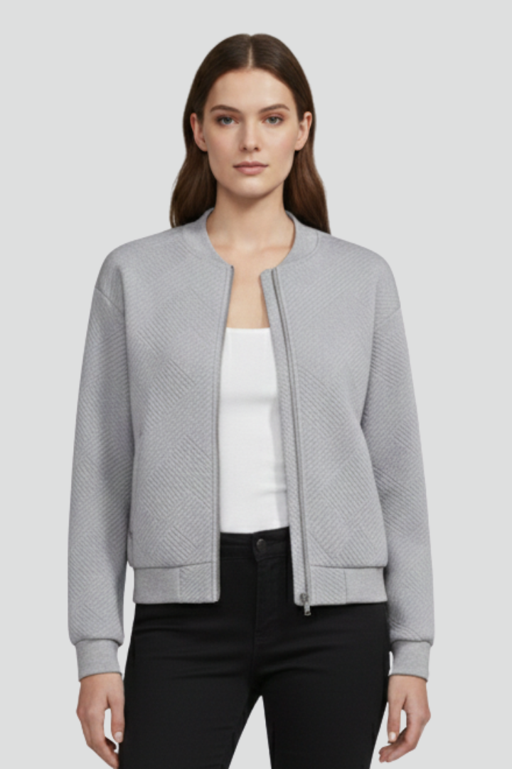 Women’s Textured Jacket with Zip Front and Long Sleeves