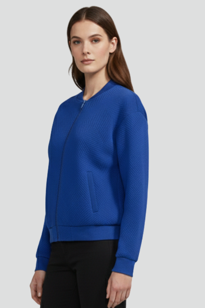 Women’s Textured Jacket with Zip Front and Long Sleeves