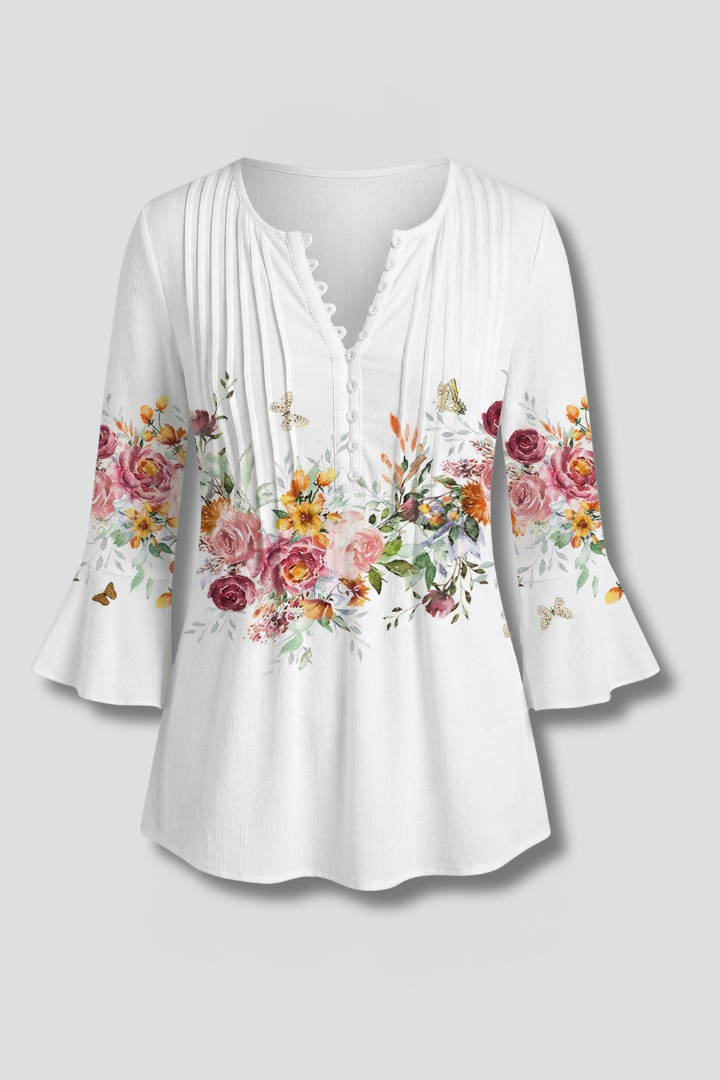 Women’s Top with Round Neck and Cotton Blend