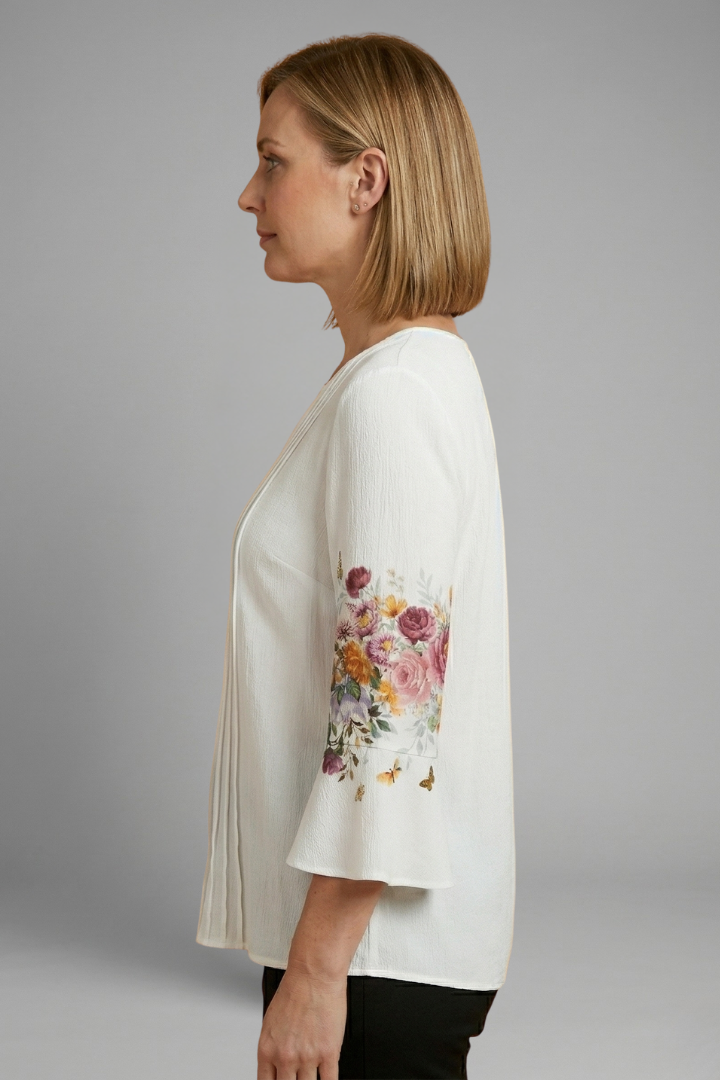 Women’s Top with Round Neck and Cotton Blend